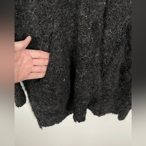 Free People Alpaca Wool Blend Sweater Size Large Grandpa Cardigan Oversized Gray - Picture 6 of 10